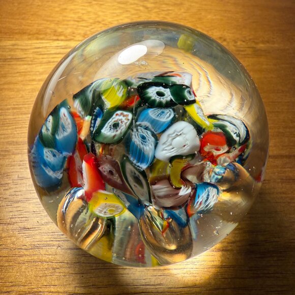 Murano controlled bubble millefiori paperweight - Picture 7 of 9